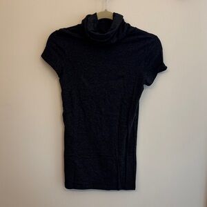 Charcoal grey Short Sleeve Turtleneck Top